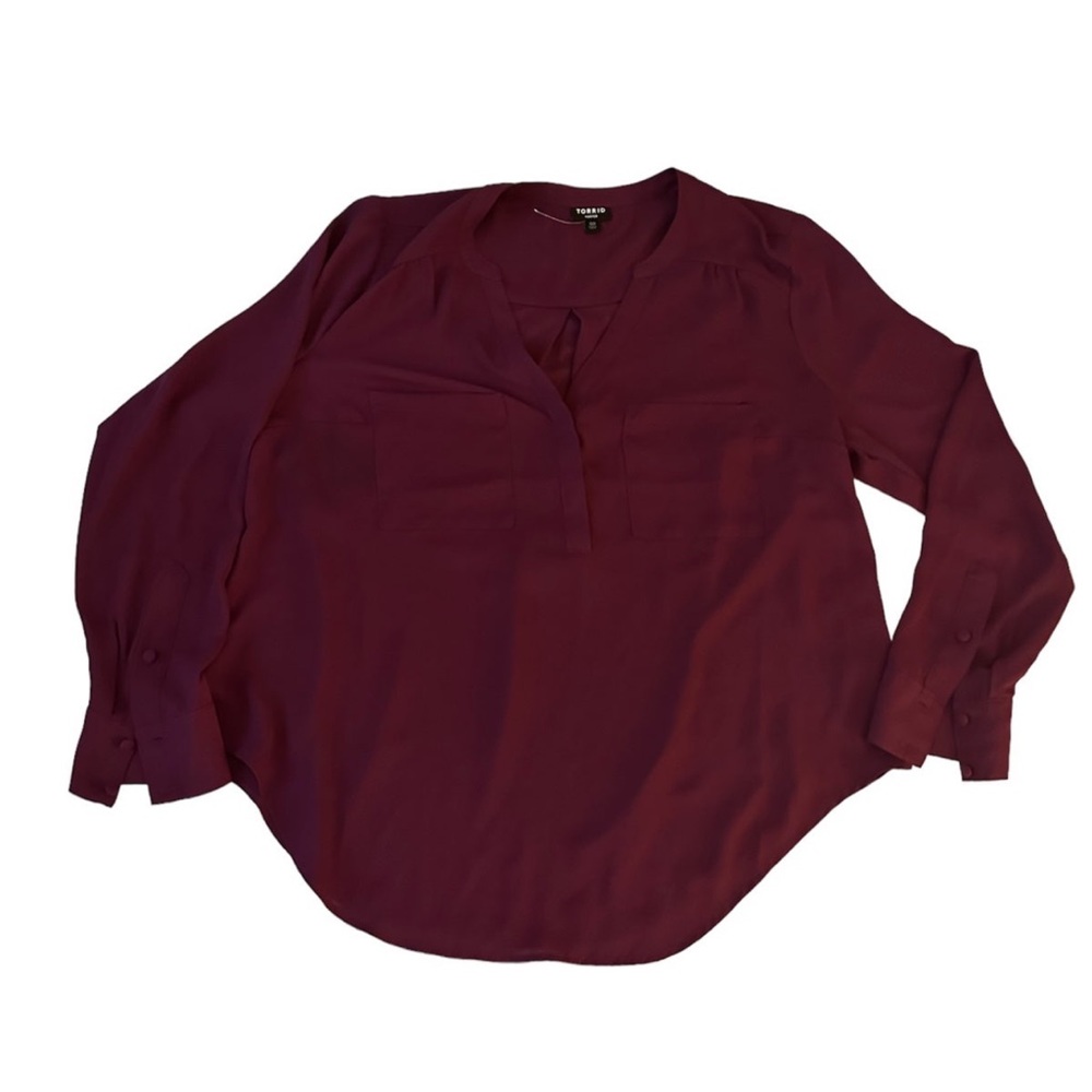 Torrid HarperMaroon color Sheer Blouse size 00